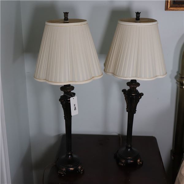 Pair of Patinated Metal Table Lamps, Empire Revival Style