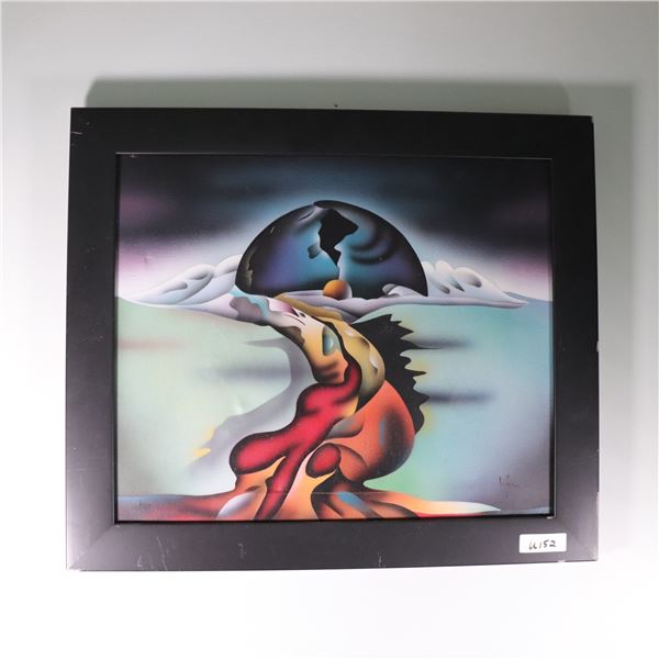 Framed Surrealist Acrylic/Airbrush Painting, Signed