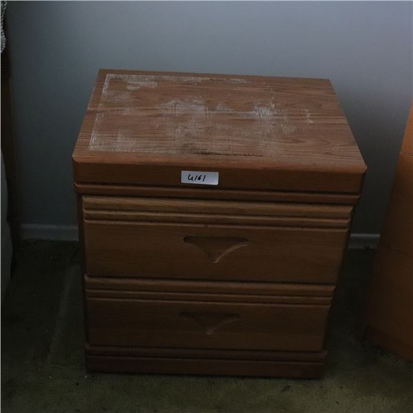 Two-Drawer Oak-Look Nightstand, Likely North American, c. 1970s–1990s