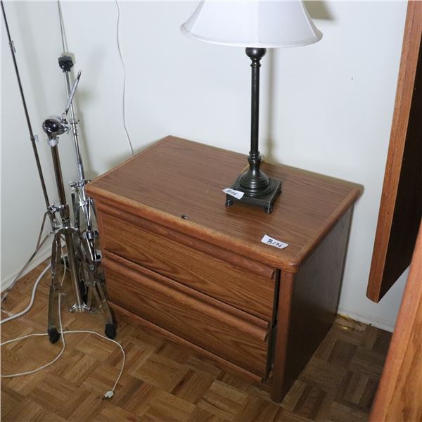 Two-Drawer Nightstand, Oak Veneer