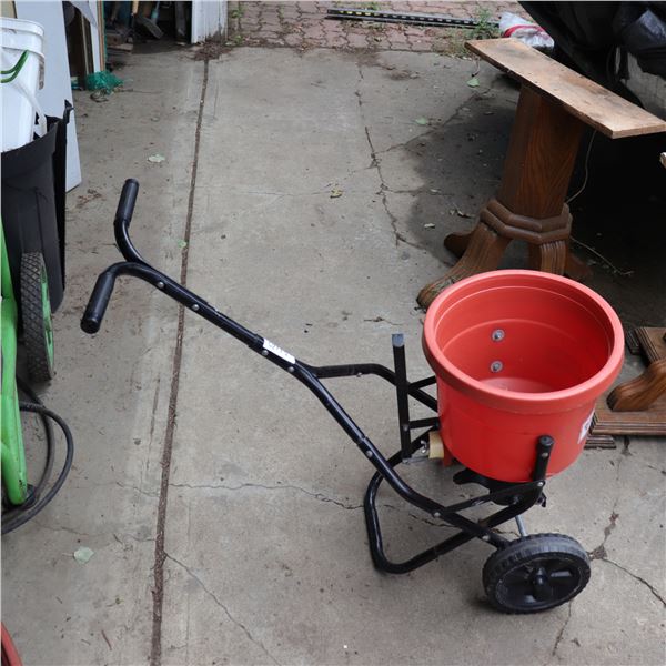Manual Garden Seeder/Spreader with Orange Plastic Hopper