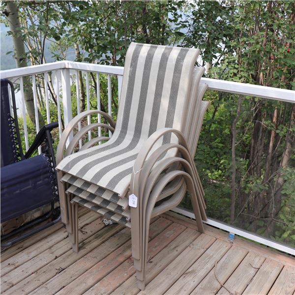 Set of Four Stackable Outdoor Sling Armchairs