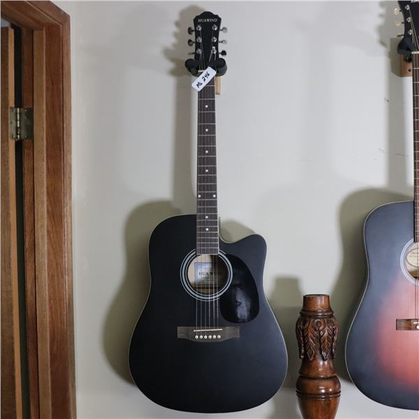 HUA WIND HAG41101 C Acoustic Guitar, Matte Black, Cutaway