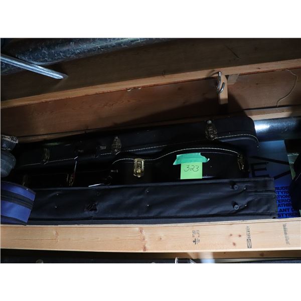 Three Guitar Cases: Two Hard Shell and One Soft Gig Bag, Black, c. Late 20th Century or Later