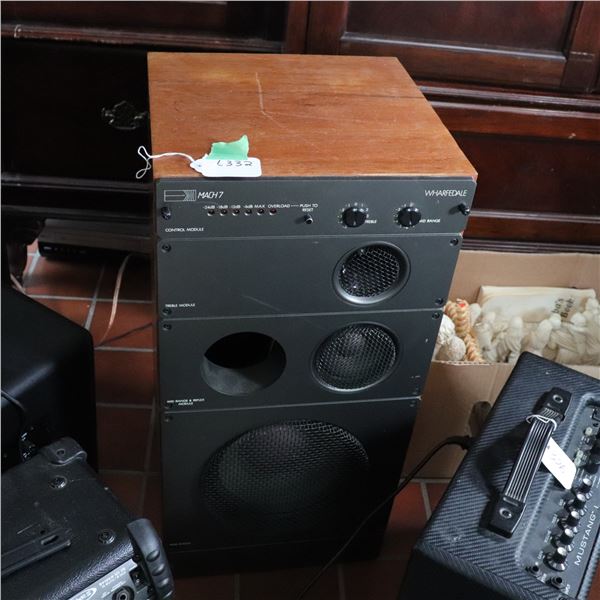 Wharfedale MACH 7 Single Speaker Cabinet, Black and Wood Finish, c. 1980s–1990s
