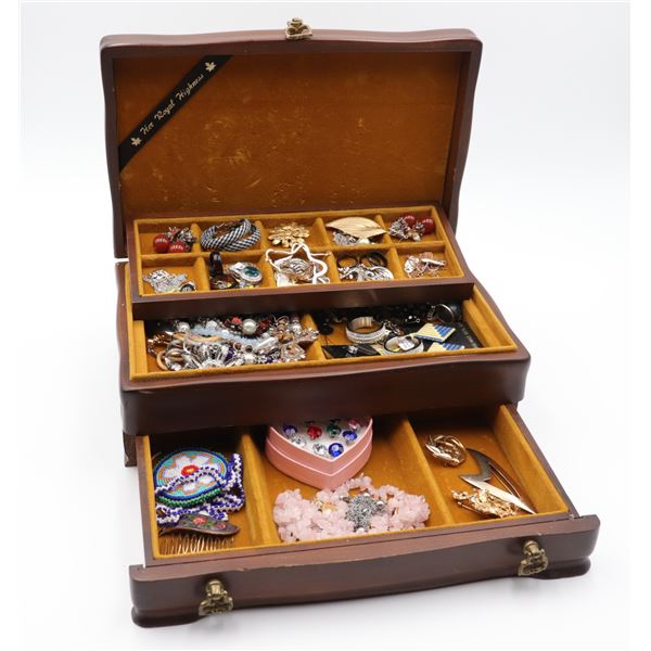 Jewelry Box with Mixed Estate Costume Jewelry