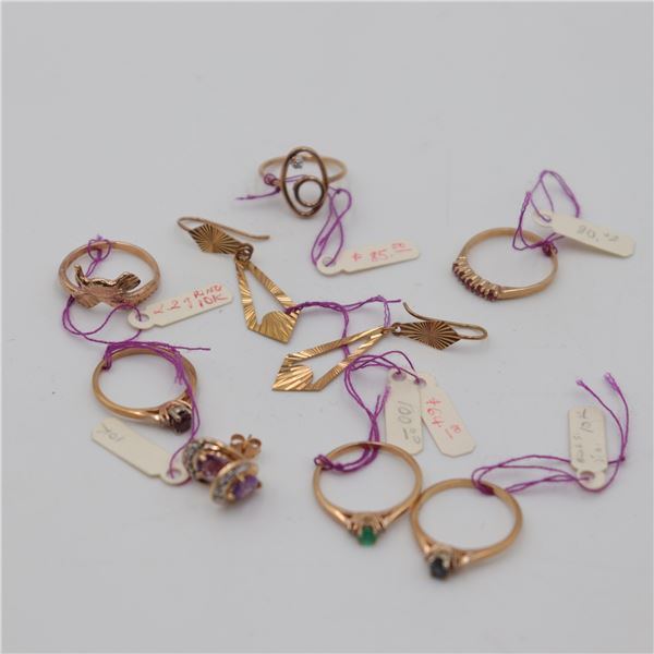 Vintage 10K Gold Jewelry Group (12.94g total)
