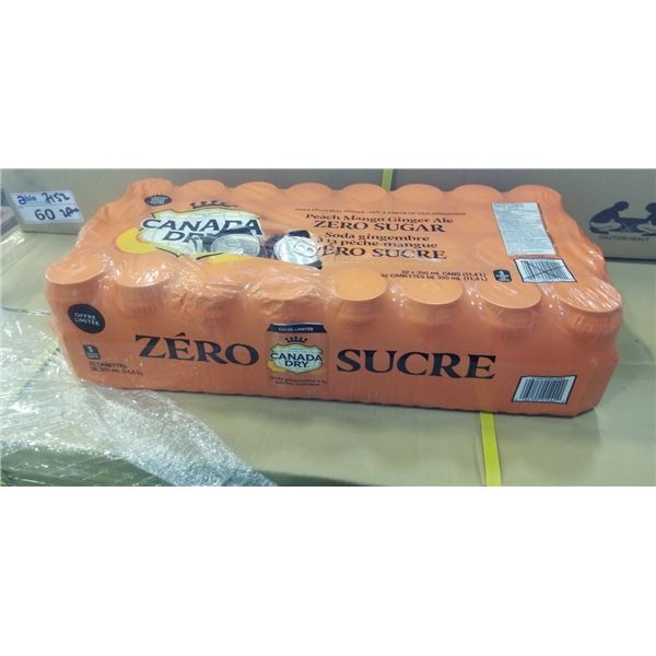 FLAT OF ZERO SUGAR PEACH MANGO GINGERALE, SOME CANS MAY BE MISSING