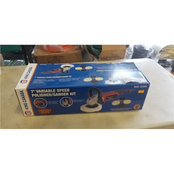 AS NEW KING CANADA 7 INCH VARIABLE SPEED POLISHER / SANDER KIT