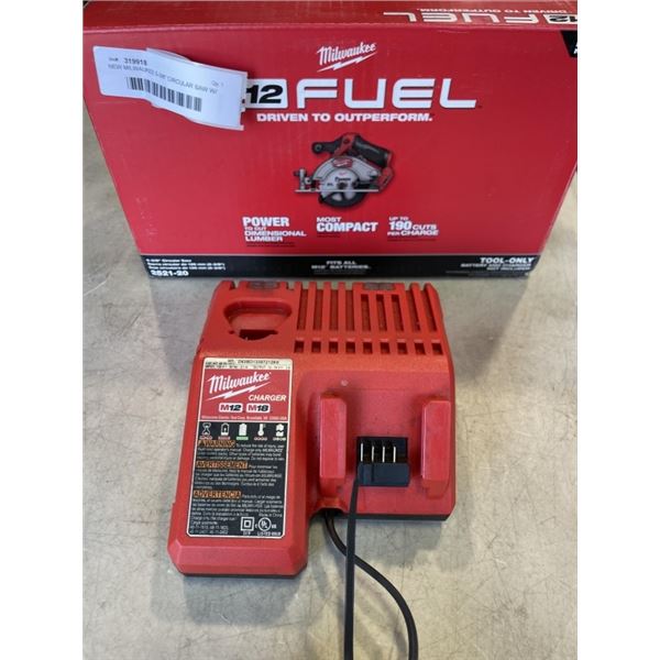 NEW MILWAUKEE 5-3/8" CIRCULAR SAW W/ BATTERY CHARGER