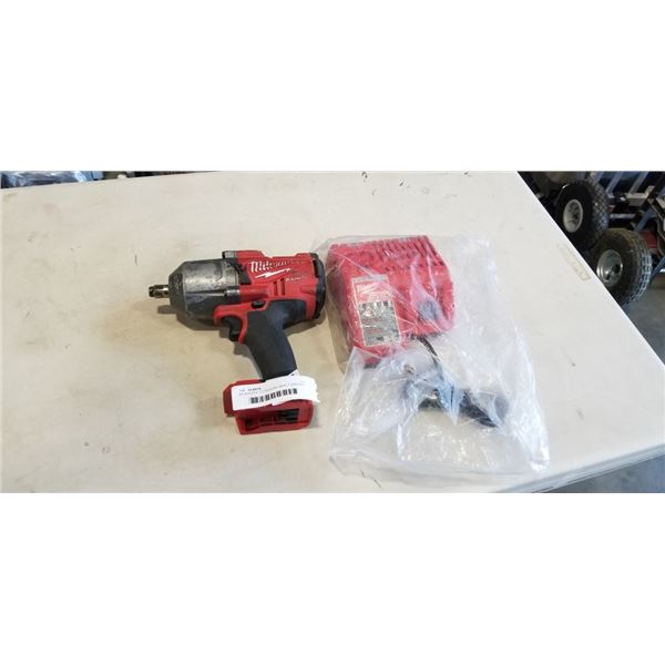 MILWAUKEE 1/2" SQAURE IMPACT WRENCH W/ BATTERY CHARGER - WORKING, NO BATTERY