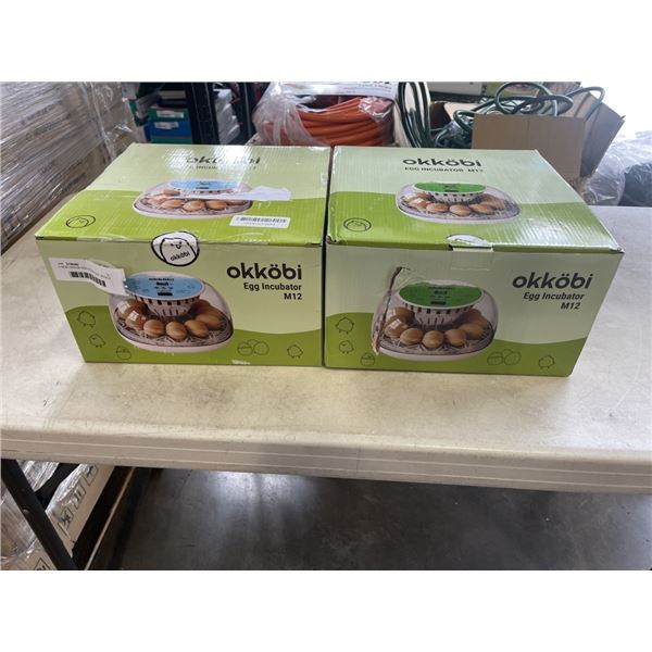 2 NEW OKKOBI EGG INCUBATORS. MODELS M12