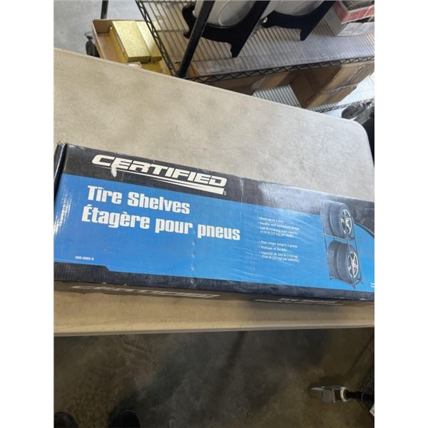 NEW CERTIFIED TIRE SHELF, HOLDS 4 TIRES