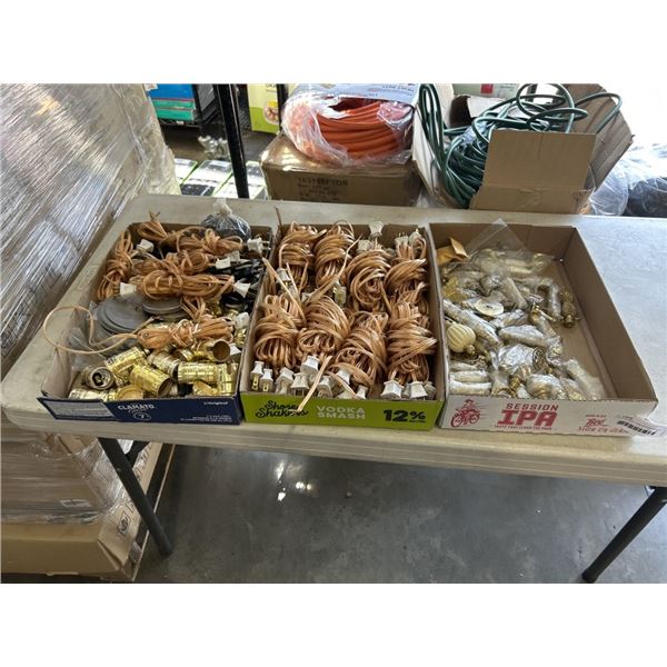 3 TRAYS OF NEW LAMP ACCESSORIES & PARTS