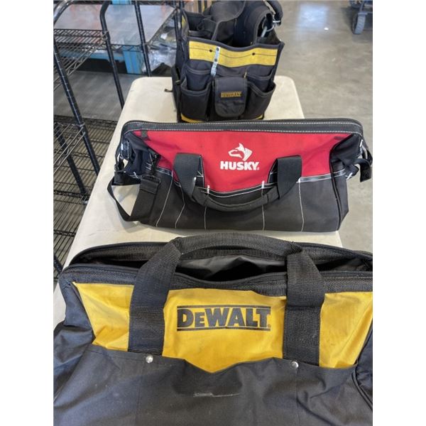 2 DEWALT TOOL BAGS AND HUSKY TOOL BAG