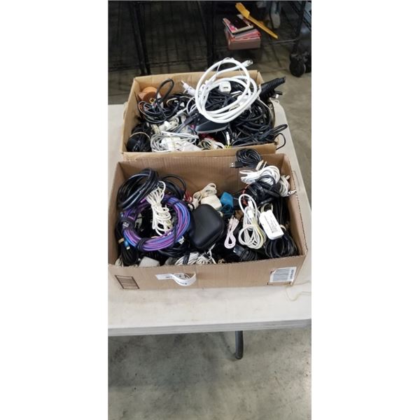 2 TRAYS OF VARIOUS COMPUTER CORDS