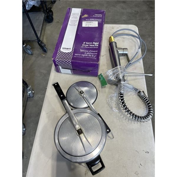 PULL DOWN KITCHEN FAUCET AND 8-FT SEMI-RIGID DRYER VENT KIT WITH HAWKINS PRESSURE COOKER