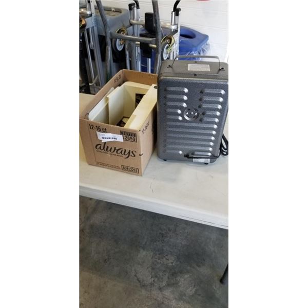 SHOP PRO ELECTRIC HEATER, RIVAL SLICER AND VINTAGE MEAT GRINDER