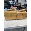 Image 1 : 2 WOOD STORAGE BOXES FULL OF POLISHING SUPPLIES