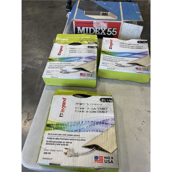 3 LEGRAND CARDUCT CORD PROTECTORS AND MIDEX 55 HOME SECURITY SYSTEM