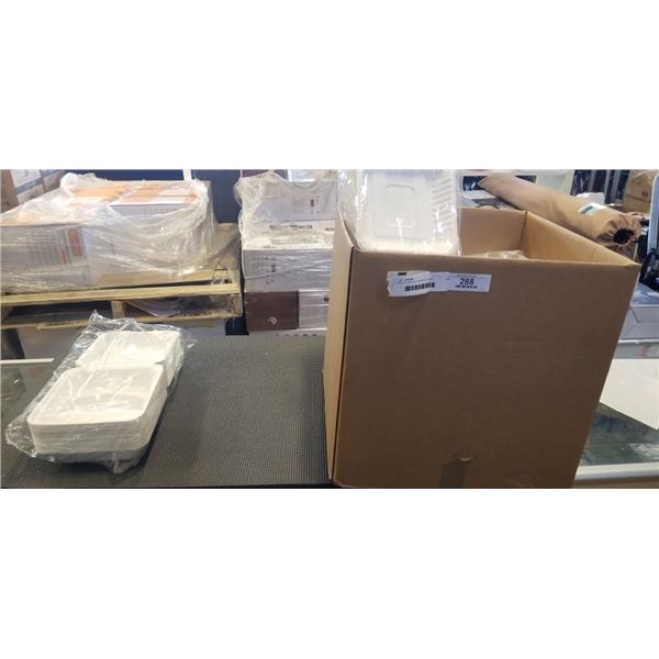 BOX OF VARIOUS CLAMSHELLS AND CONTAINERS