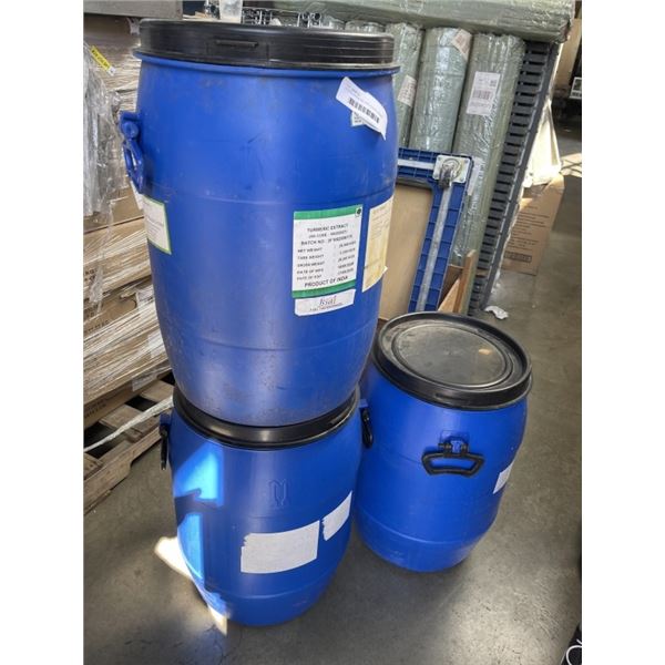 3 FOOD GRADE 50 LITRE PLASTIC DRUMS