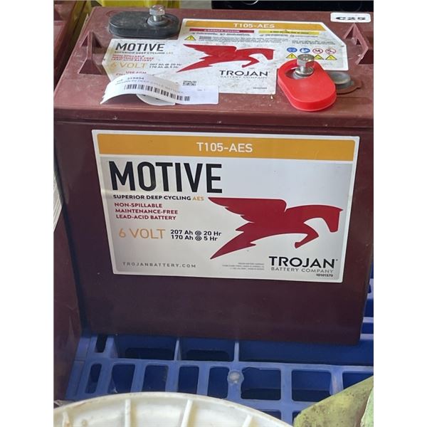 TROJAN 6V DEEP CYCLE BATTERY, CHARGED