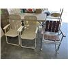 Image 1 : PATIO ROCKER AND 2 FOLDING PATIO CHAIRS