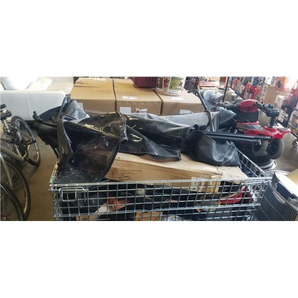 PALLET OF ASSORTED GOODS, CONTENTS OF REPOSESSSED VEHICLES, BIN NOT INCLUDED