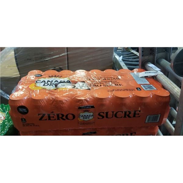 FLAT OF ZERO SUGAR PEACH MANGO GINGERALE, SOME CANS MAY BE MISSING