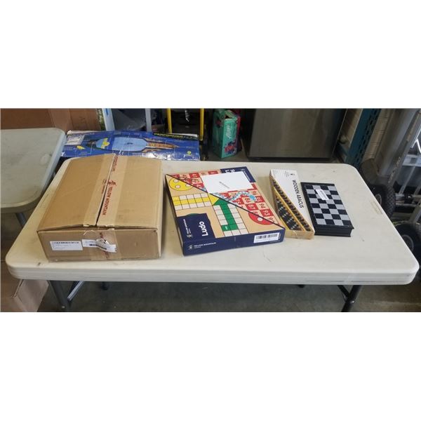 NEW CHINESE MAHJONG SET IN SOFT CASE AND SNAKES & LADDERS/LUDO 2 IN 1 AND MAGNETIC CHESS SET AND WOO