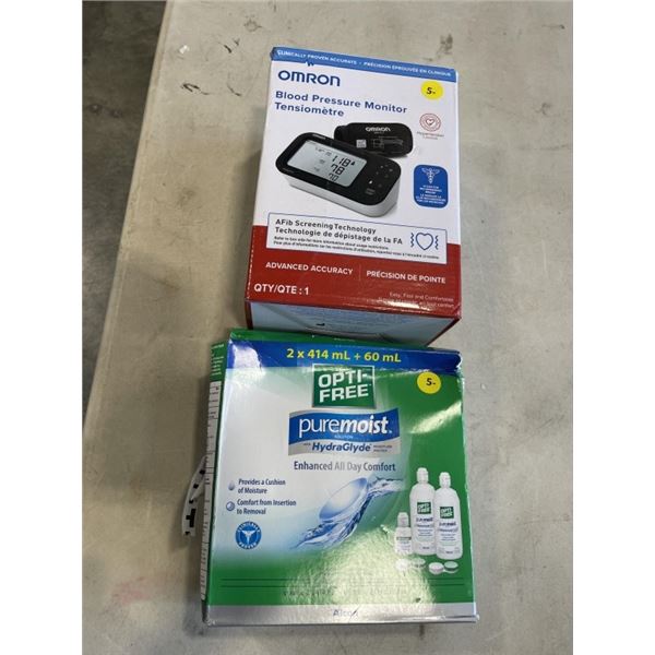 OMRON BLOOD PRESSURE MONITOR AND OPTI-FREE PUREMOIST SOLUTION