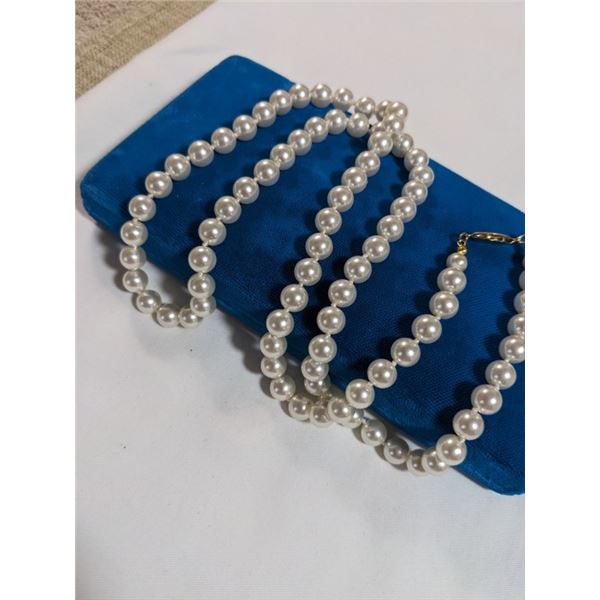 EXTRA LENGTH, HAND KNOTTED PEARLS NECKLACE, 27"