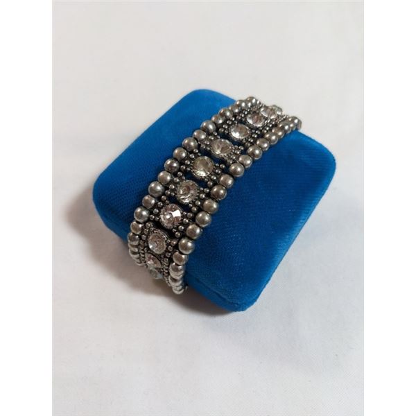 VINTAGE SILVER W/ CLEAR STONES BRACELET