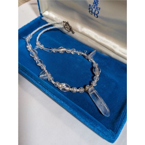 VINTAGE ROCK CRYSTAL BEADS CHOKER NECKLACE