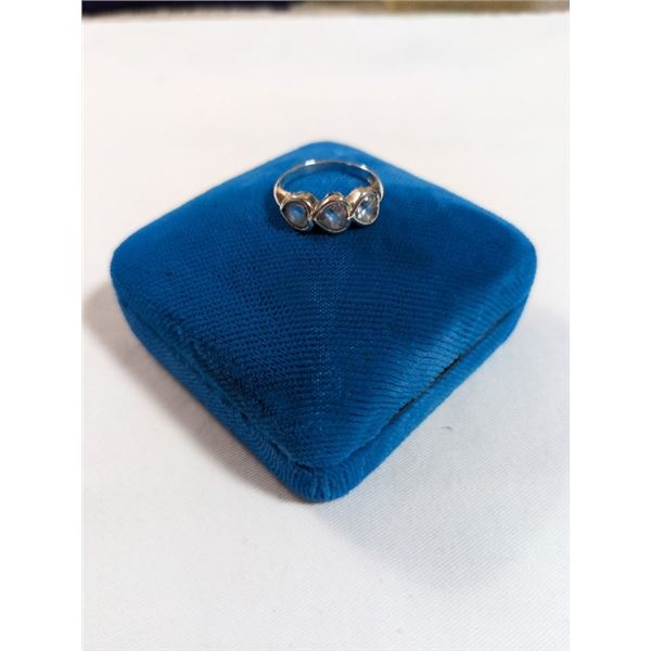 925 STERLING SILVER W/ BLUE AQUAMARINE OR TOPAZ STONES RING, SIZE 5.5