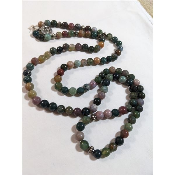 DOUBLE LENGTH GEN STONE BEADS NECKLACE