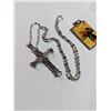 Image 1 : 2 CROSS PENDANTS W/ CHAIN NECKLACE AND 2 RELIGIOUS PENDANTS
