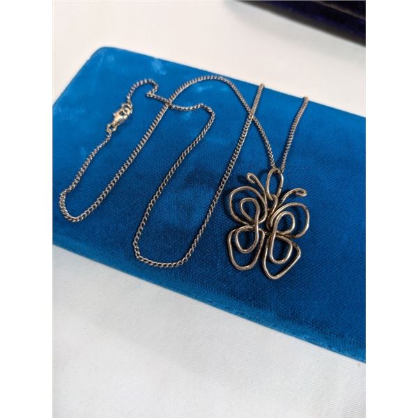 VINTAGE 925 STERLING SILVER CHAIN W/ BUTTERFLY PENDANT NECKLACE