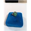 Image 1 : VINTAGE STERLING SILVER AND 10K GOLD GREEN STONE RING, SIZE 5.5