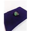 Image 2 : VINTAGE STERLING SILVER AND 10K GOLD GREEN STONE RING, SIZE 5.5