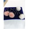 Image 1 : 2 PAIRS OF 925 STERLING SILVER W/ WHITE AND PINK ANGORA RABBIT FUR EARRINGS