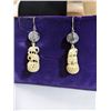 Image 1 : PAIR OF HAND CARVED IVORY DANGLE EARRINGS