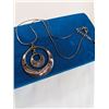 Image 1 : MEXICAN SILVER ALPACA W/ ABELONE SHELL INLAID PENDANT W/ CHAIN NECKLACE