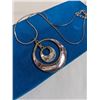 Image 2 : MEXICAN SILVER ALPACA W/ ABELONE SHELL INLAID PENDANT W/ CHAIN NECKLACE
