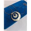 Image 3 : MEXICAN SILVER ALPACA W/ ABELONE SHELL INLAID PENDANT W/ CHAIN NECKLACE