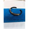 Image 2 : VINTAGE LEATHER W/ SILVER DECOR OPEN CUFF BANGLE