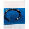 Image 3 : VINTAGE LEATHER W/ SILVER DECOR OPEN CUFF BANGLE