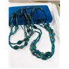 Image 1 : VINTAGE DOUBLE LENGTH OF GREEN GLASS BEADS NECKLACE