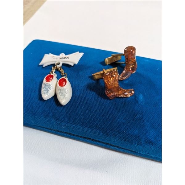 VINTAGE CUFFLINKS AND DUTCH HOLLAND BROOCH